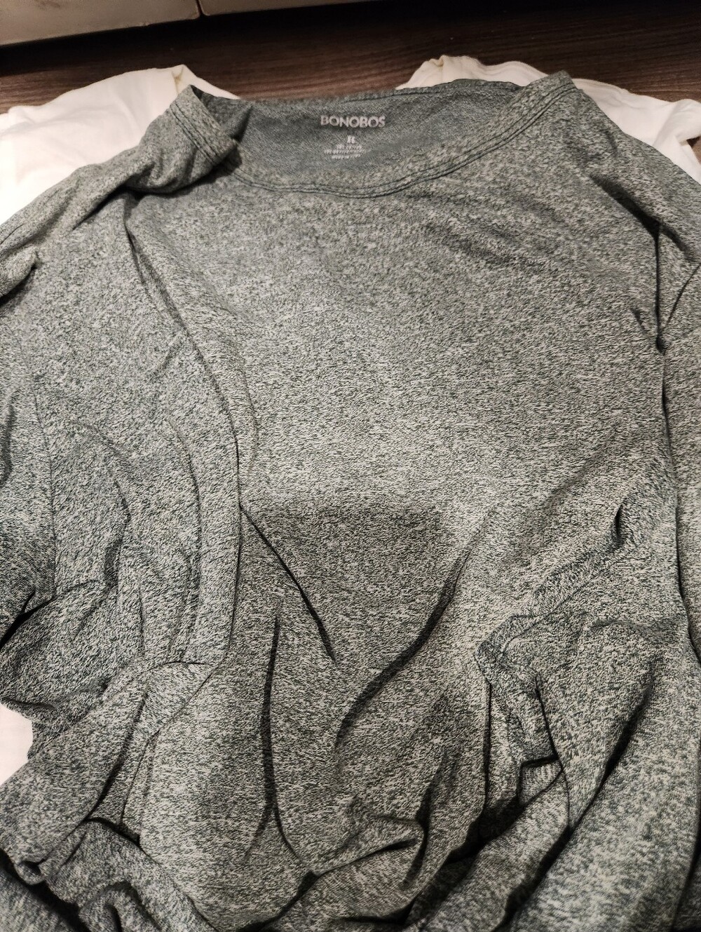 BONOBOS Heathered Green Slim Fit Long Sleeve Drytex Shirt